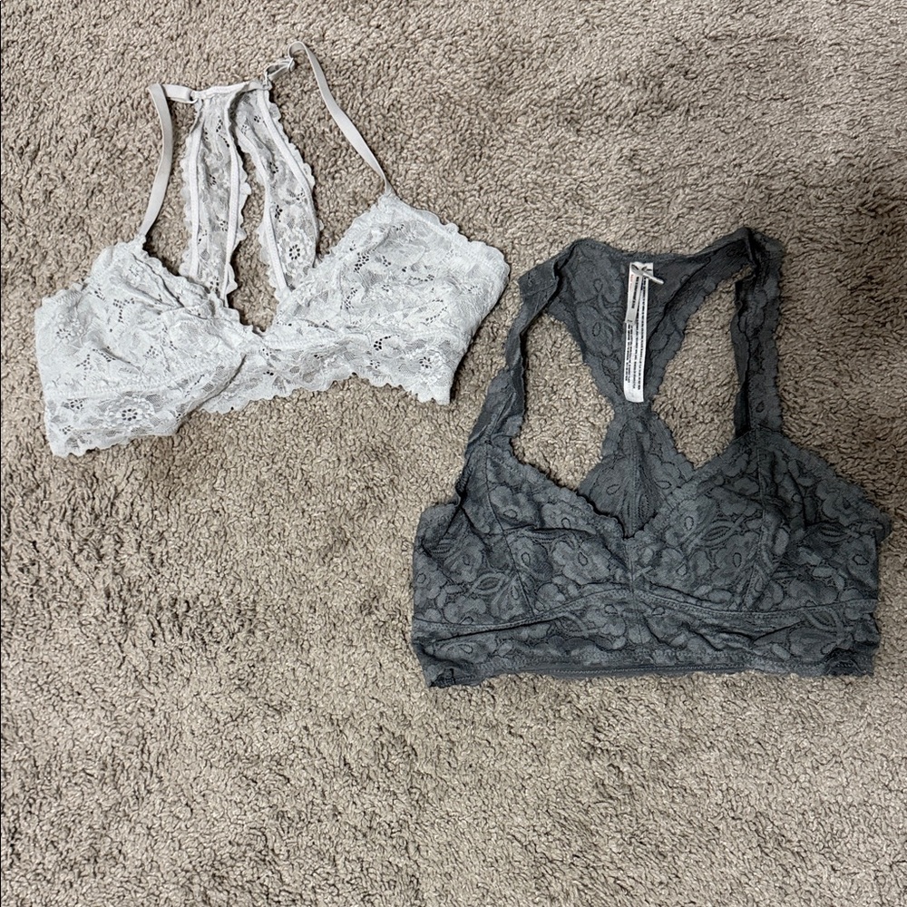 Lace Bralettes- light grey and dark grey x2 🩶🤍